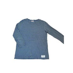 Allsaints Striped Long-Sleeve Navy & White Cotton Shirt